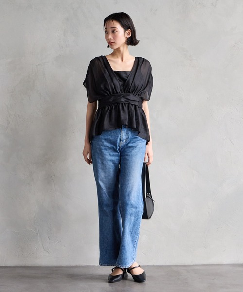 AIMER(エメ)の「メッシュギャザーブラウス(シャツ/ブラウス・レディース・ブラック/ブラウン・MEDIUM)」の15枚目の写真