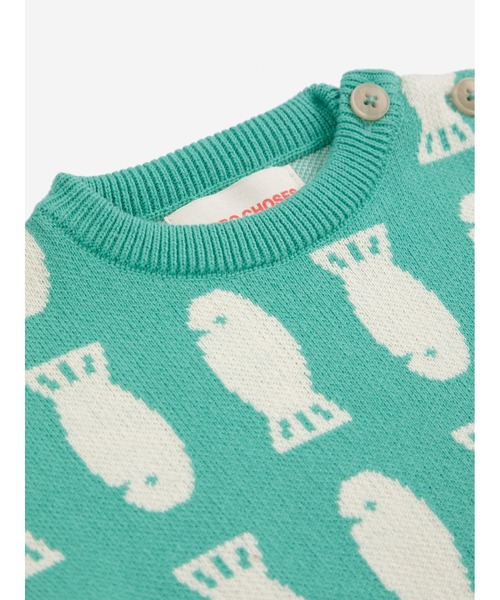 BOBO CHOSES(ボボショーズ)の「Lucky Fish jacquard jumper(ニット/セーター・キッズ・ライトグリーン・24MONTH/3MONTH/6MONTH/9MONTH/12MONTH/18MONTH)」の2枚目の写真