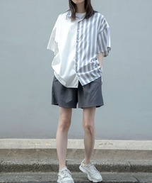 【Nora Lily】Bi-Collar Fabric Open Collar S/S Shirt(UNISEX)