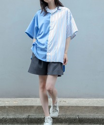 Nora Lily（ノラリリー）の「【Nora Lily】Bi-Collar Fabric Open Collar S/S Shirt(UNISEX)（シャツ/ブラウス）」