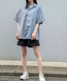 【Nora Lily】Bi-Collar Fabric Open Collar S/S Shirt(UNISEX)