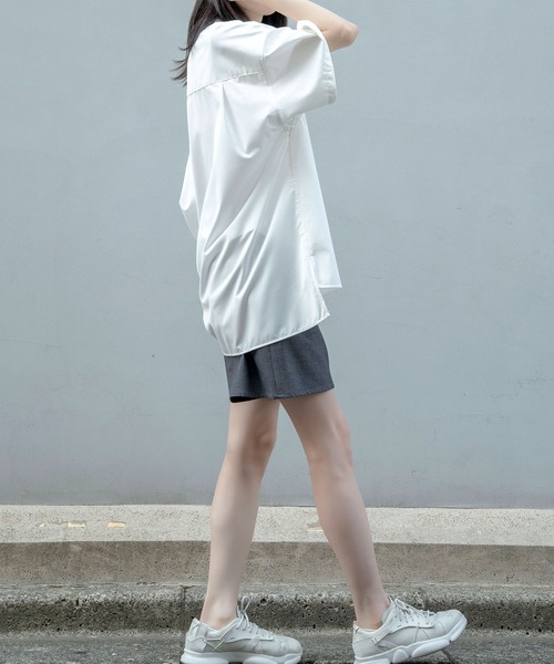 Nora Lily（ノラリリー）の「【Nora Lily】Bi-Collar Fabric Open Collar S/S Shirt(UNISEX)（シャツ/ブラウス・メンズ・ホワイト/ライトグレー/ブルー・FREE）」の7枚目の写真