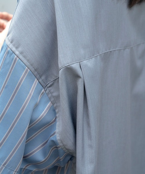 Nora Lily（ノラリリー）の「【Nora Lily】Bi-Collar Fabric Open Collar S/S Shirt(UNISEX)（シャツ/ブラウス・メンズ・ホワイト/ライトグレー/ブルー・FREE）」の13枚目の写真