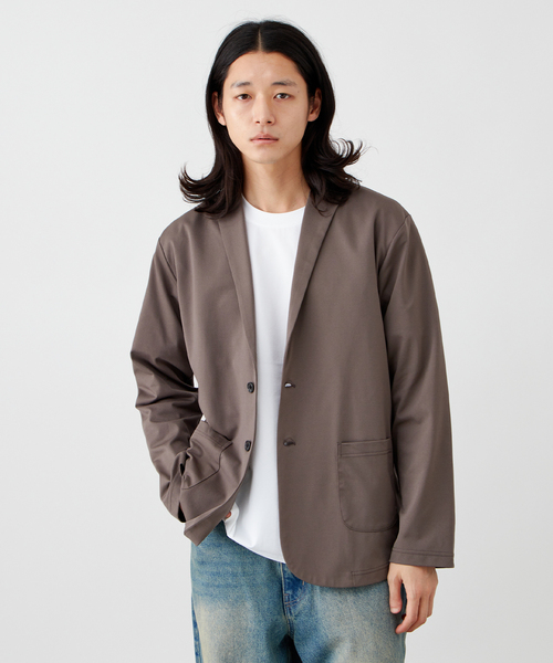 B.C STOCK（ベーセーストック）の「【接触冷感/軽量/洗える】ウォッシャブルカノコ 2ボタン ナローテーラードジャケット（テーラードジャケット・メンズ・ネイビー/ライトグレー/グレー・MEDIUM/LARGE）」の2枚目の写真