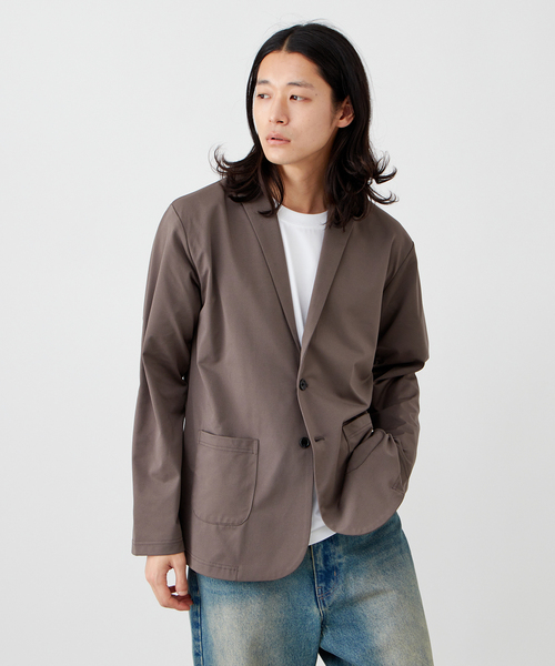 B.C STOCK（ベーセーストック）の「【接触冷感/軽量/洗える】ウォッシャブルカノコ 2ボタン ナローテーラードジャケット（テーラードジャケット・メンズ・ネイビー/ライトグレー/グレー・MEDIUM/LARGE）」の9枚目の写真