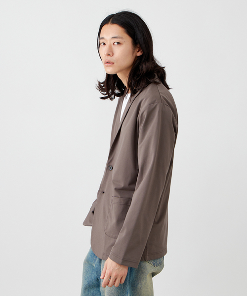 B.C STOCK（ベーセーストック）の「【接触冷感/軽量/洗える】ウォッシャブルカノコ 2ボタン ナローテーラードジャケット（テーラードジャケット・メンズ・ネイビー/ライトグレー/グレー・MEDIUM/LARGE）」の10枚目の写真