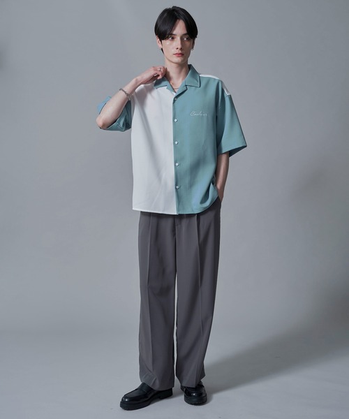 BROWNY(ブラウニー)の「BROWNY/ドライポリカラーブロックシャツ(シャツ/ブラウス・メンズ・ダークグレー/サックスブルー・MEDIUM/LARGE)」の9枚目の写真