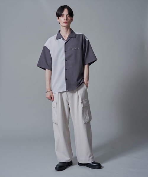 BROWNY(ブラウニー)の「BROWNY/ドライポリカラーブロックシャツ(シャツ/ブラウス・メンズ・ダークグレー/サックスブルー・MEDIUM/LARGE)」の8枚目の写真