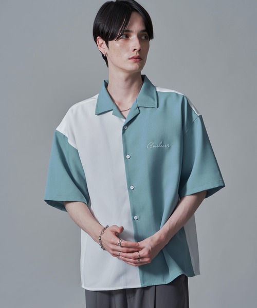 BROWNY(ブラウニー)の「BROWNY/ドライポリカラーブロックシャツ(シャツ/ブラウス・メンズ・ダークグレー/サックスブルー・MEDIUM/LARGE)」の19枚目の写真