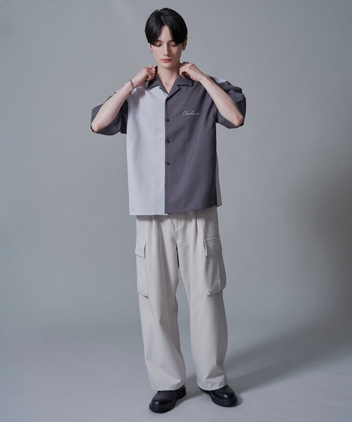 BROWNY(ブラウニー)の「BROWNY/ドライポリカラーブロックシャツ(シャツ/ブラウス・メンズ・ダークグレー/サックスブルー・MEDIUM/LARGE)」の16枚目の写真