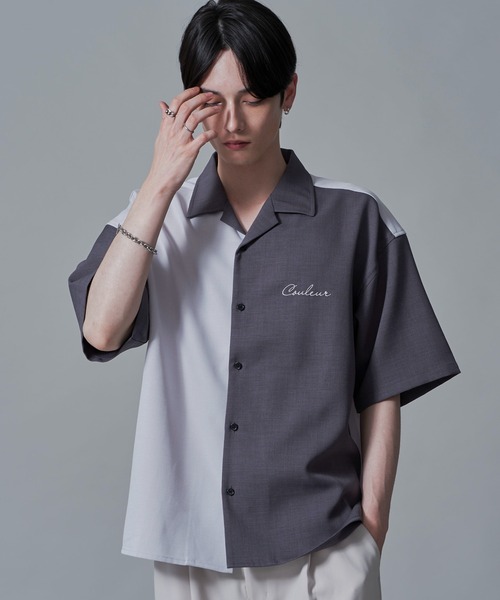 BROWNY(ブラウニー)の「BROWNY/ドライポリカラーブロックシャツ(シャツ/ブラウス・メンズ・ダークグレー/サックスブルー・MEDIUM/LARGE)」の14枚目の写真