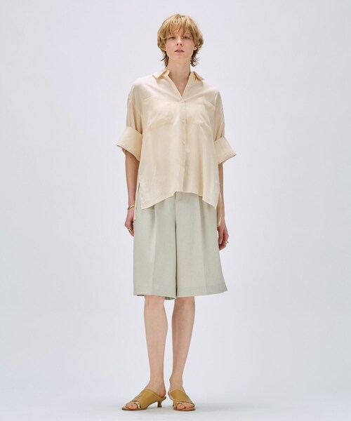 cloenc（クロエンス）の「【手洗い可】リネンブレンドオーバーサイズシャツ（シャツ/ブラウス・レディース・ホワイト/ライトベージュ/グレー・02）」の12枚目の写真