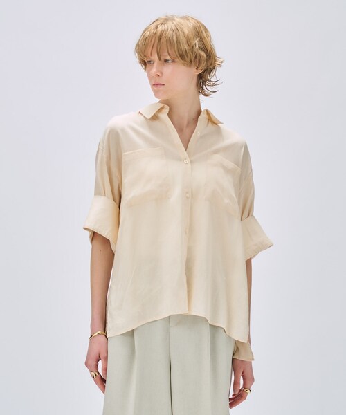 cloenc（クロエンス）の「【手洗い可】リネンブレンドオーバーサイズシャツ（シャツ/ブラウス・レディース・ホワイト/ライトベージュ/グレー・02）」の13枚目の写真