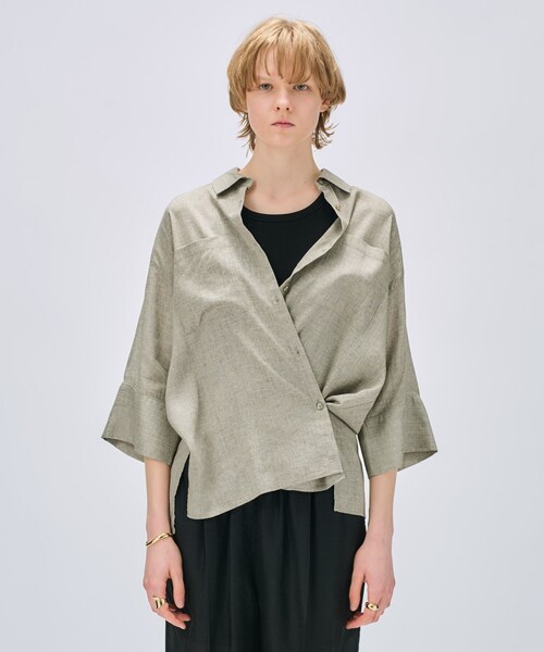 cloenc（クロエンス）の「【手洗い可】リネンブレンドオーバーサイズシャツ（シャツ/ブラウス・レディース・ホワイト/ライトベージュ/グレー・02）」の20枚目の写真