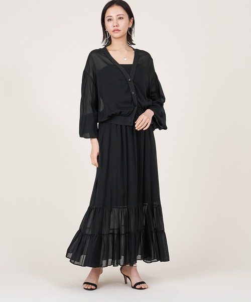 marmors（マルモア）の「【marmors】sheer gather cardigan（カーディガン/ボレロ・レディース・モカ/ブラック・36）」の3枚目の写真