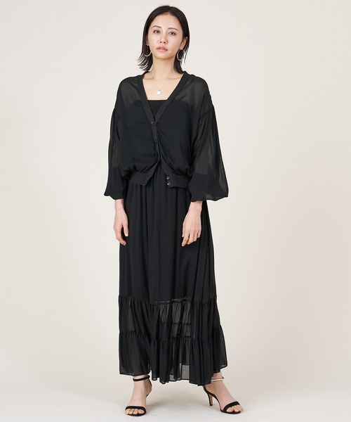 marmors（マルモア）の「【marmors】sheer gather cardigan（カーディガン/ボレロ・レディース・モカ/ブラック・36）」の5枚目の写真