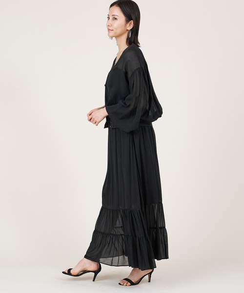marmors（マルモア）の「【marmors】sheer gather cardigan（カーディガン/ボレロ・レディース・モカ/ブラック・36）」の7枚目の写真