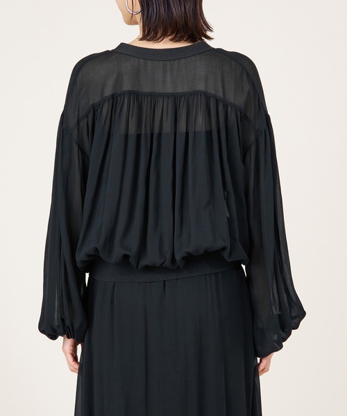 marmors（マルモア）の「【marmors】sheer gather cardigan（カーディガン/ボレロ・レディース・モカ/ブラック・36）」の13枚目の写真