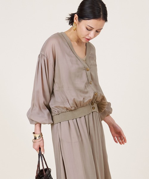 marmors（マルモア）の「【marmors】sheer gather cardigan（カーディガン/ボレロ・レディース・モカ/ブラック・36）」の18枚目の写真