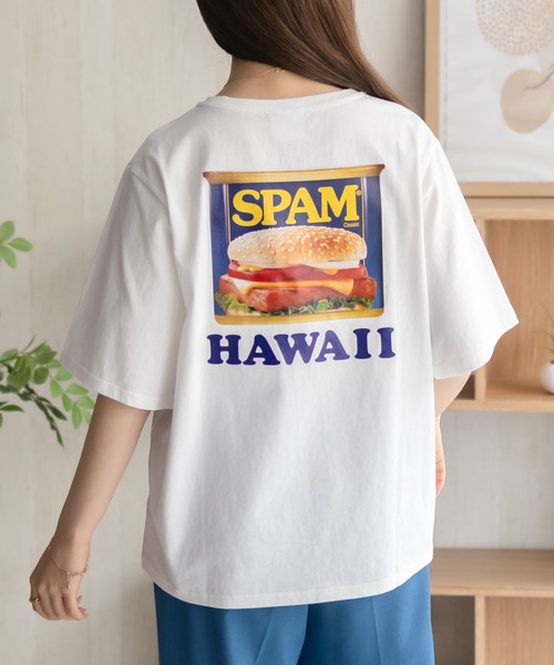 Mac-House(マックハウス)の「【SPAM】スパムグラフィックプリントTシャツ(Tシャツ/カットソー・レディース・ホワイト/ブラック/パープル系その他・M/L)」の5枚目の写真
