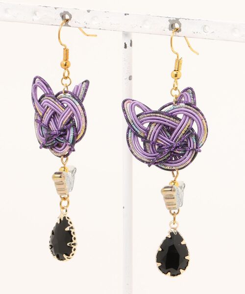 tone（トーン）の「【Shin】[Shin]水引のネコピアス(MA)（ピアス（両耳用）・レディース・ベージュ/ブラック/ホワイト/ホワイト系その他/ブラック系その他/パープル・FREE）」の6枚目の写真