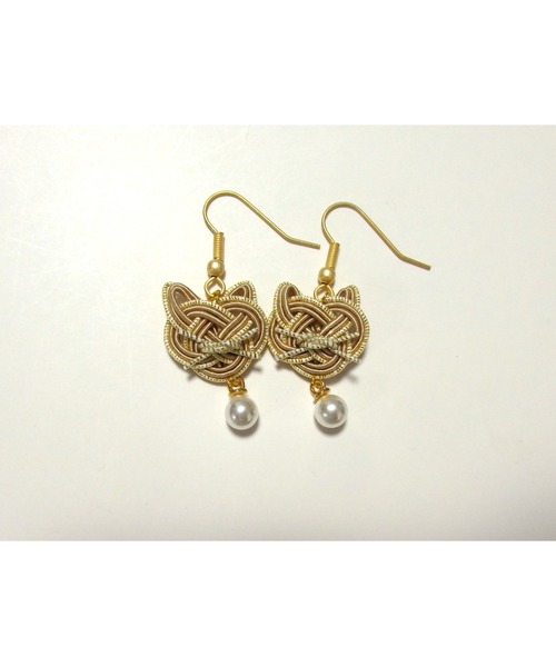 tone（トーン）の「【Shin】[Shin]水引のネコピアス(MA)（ピアス（両耳用）・レディース・ベージュ/ブラック/ホワイト/ホワイト系その他/ブラック系その他/パープル・FREE）」の5枚目の写真