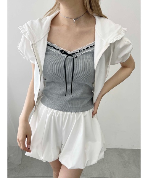 PHILLY(フィリー)の「【PHILLY】レースデザインキャミソール(キャミソール・レディース・ブラック/グレー/ピンク・FREE)」の4枚目の写真