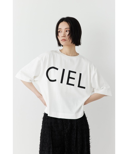 Limue(リミュ)の「プリントロゴTシャツ(CIEL)(Tシャツ/カットソー・レディース・オフホワイト/ブラック・FREE)」の1枚目の写真