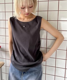 ハートモチーフ サイドギャザータンクトップ
