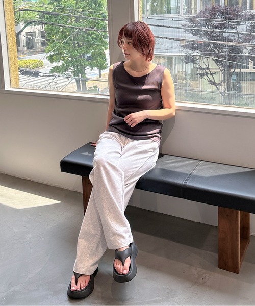 PILIT（ピリット）の「ハートモチーフ サイドギャザータンクトップ（タンクトップ・レディース・チャコールグレー/アイボリー・MEDIUM）」の8枚目の写真
