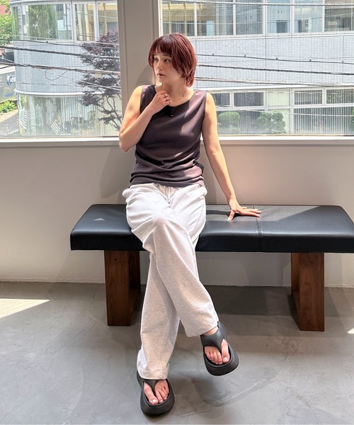 PILIT（ピリット）の「ハートモチーフ サイドギャザータンクトップ（タンクトップ・レディース・チャコールグレー/アイボリー・MEDIUM）」の10枚目の写真