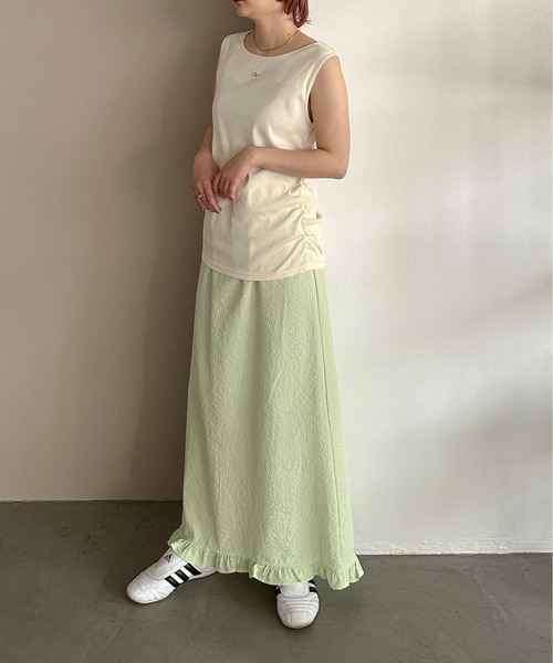 PILIT（ピリット）の「ハートモチーフ サイドギャザータンクトップ（タンクトップ・レディース・チャコールグレー/アイボリー・MEDIUM）」の12枚目の写真