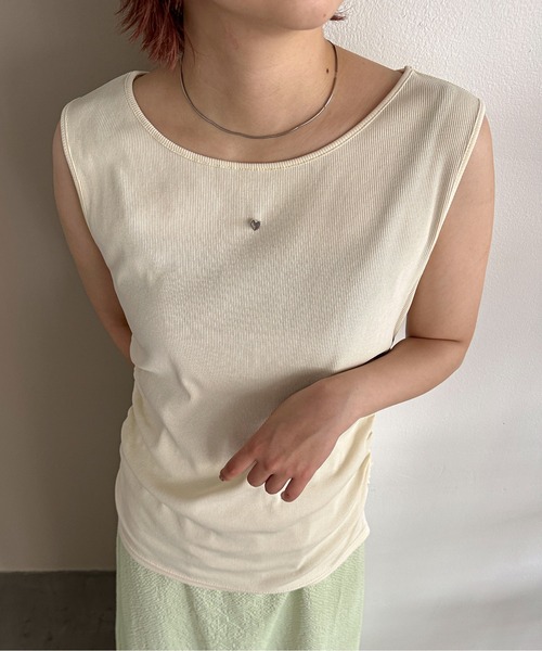 PILIT（ピリット）の「ハートモチーフ サイドギャザータンクトップ（タンクトップ・レディース・チャコールグレー/アイボリー・MEDIUM）」の19枚目の写真