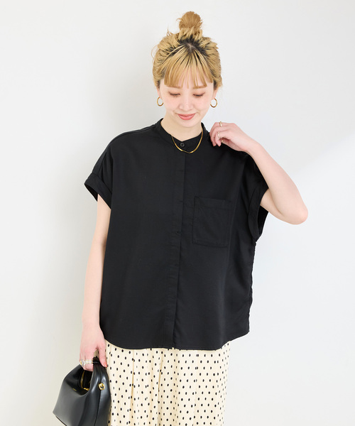 B.C STOCK(ベーセーストック)の「《追加4》手洗い可 / セルロースシャツ(シャツ/ブラウス・レディース・ベージュ系その他/ブルー系その他/ブラック/カーキ・FREE)」の9枚目の写真