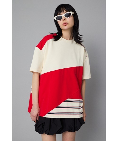 HeRIN.CYE（ヘリンドットサイ）の「Switching cut tops　スイッチングカットトップス（Tシャツ/カットソー・レディース・ブラック/オフホワイト・FREE）」の2枚目の写真