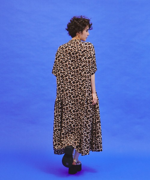 サイドギャザーレオパードワンピース（ワンピース）｜manana suerte