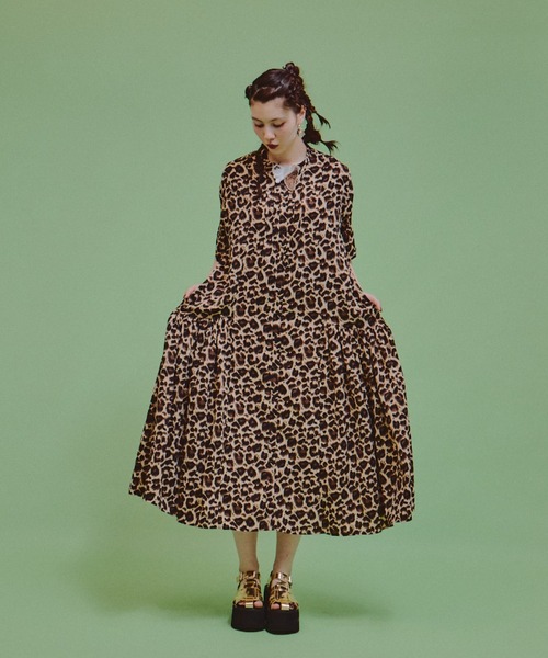 lanan select レオパードワンピース lanan select レオパードワンピース