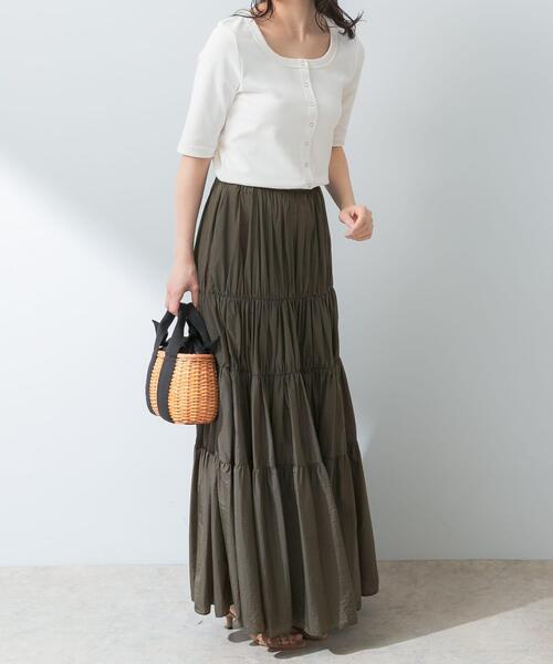 F by ROSSO（エフバイロッソ）の「『UR TECH ひやサラクール』F by ROSSO　スクエアネックハーフスリーブプルオーバー（Tシャツ/カットソー・レディース・ブラウン/オフホワイト/ブラック・FREE）」の7枚目の写真