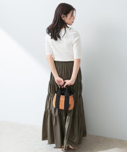 F by ROSSO（エフバイロッソ）の「『UR TECH ひやサラクール』F by ROSSO　スクエアネックハーフスリーブプルオーバー（Tシャツ/カットソー・レディース・ブラウン/オフホワイト/ブラック・FREE）」の9枚目の写真