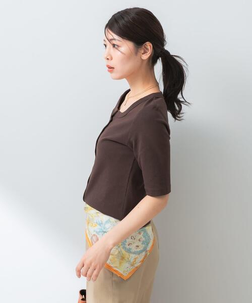 F by ROSSO（エフバイロッソ）の「『UR TECH ひやサラクール』F by ROSSO　スクエアネックハーフスリーブプルオーバー（Tシャツ/カットソー・レディース・ブラウン/オフホワイト/ブラック・FREE）」の13枚目の写真