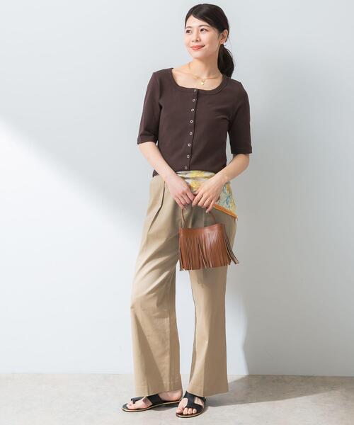 F by ROSSO（エフバイロッソ）の「『UR TECH ひやサラクール』F by ROSSO　スクエアネックハーフスリーブプルオーバー（Tシャツ/カットソー・レディース・ブラウン/オフホワイト/ブラック・FREE）」の17枚目の写真