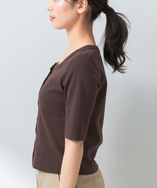 F by ROSSO（エフバイロッソ）の「『UR TECH ひやサラクール』F by ROSSO　スクエアネックハーフスリーブプルオーバー（Tシャツ/カットソー・レディース・ブラウン/オフホワイト/ブラック・FREE）」の20枚目の写真