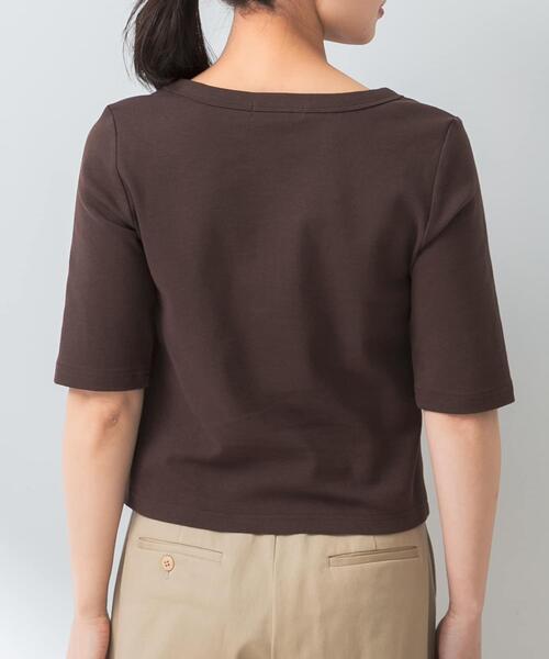 F by ROSSO（エフバイロッソ）の「『UR TECH ひやサラクール』F by ROSSO　スクエアネックハーフスリーブプルオーバー（Tシャツ/カットソー・レディース・ブラウン/オフホワイト/ブラック・FREE）」の21枚目の写真