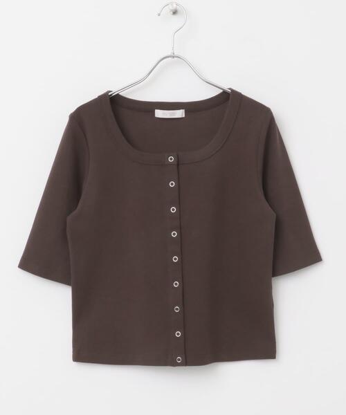 F by ROSSO（エフバイロッソ）の「『UR TECH ひやサラクール』F by ROSSO　スクエアネックハーフスリーブプルオーバー（Tシャツ/カットソー・レディース・ブラウン/オフホワイト/ブラック・FREE）」の22枚目の写真