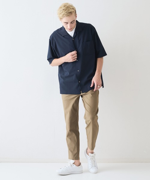 Blue Standard (ブルースタンダード)の「【Blue Standard:ブルースタンダード】デオドラントドライ 吸水速乾 UVカット ストレッチ無地 ストライプ オープンカラーシャツ 開襟シャツ(シャツ/ブラウス・メンズ・ホワイト/ネイビー/スミクロ/グリーン/ブラック/その他1/グレー/その他・X-LARGE/LARGE/MEDIUM)」の22枚目の写真