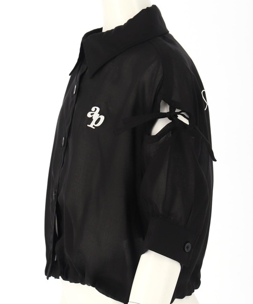 ANAP kids（アナップキッズ）の「肩リボン シアー デザイン シャツ ブラウス 【ジュニアお揃い】（シャツ/ブラウス・キッズ・スミクロ/ラベンダー/ホワイト/ブラック×ホワイト/ベージュ・120cm/110cm/130cm）」の17枚目の写真