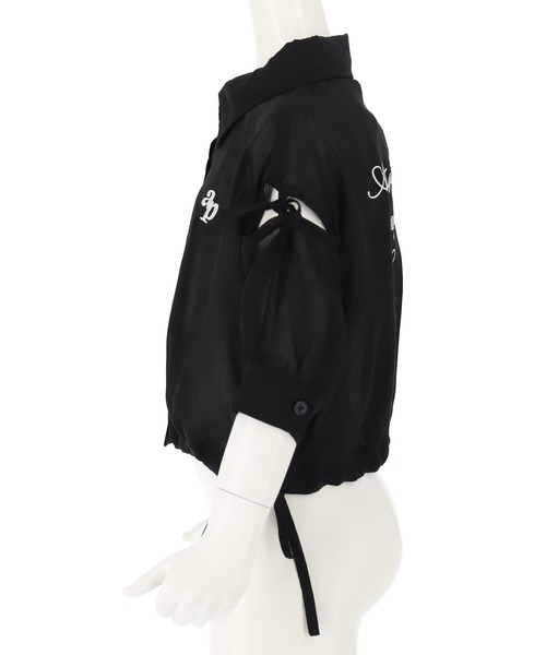 ANAP kids（アナップキッズ）の「肩リボン シアー デザイン シャツ ブラウス 【ジュニアお揃い】（シャツ/ブラウス・キッズ・スミクロ/ラベンダー/ホワイト/ブラック×ホワイト/ベージュ・120cm/110cm/130cm）」の16枚目の写真