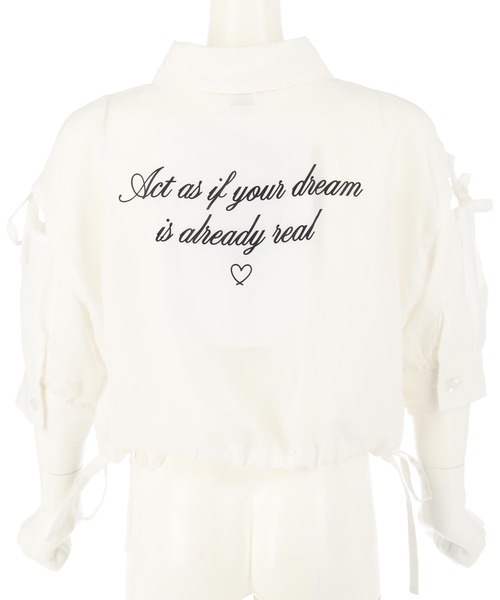 ANAP kids（アナップキッズ）の「肩リボン シアー デザイン シャツ ブラウス 【ジュニアお揃い】（シャツ/ブラウス・キッズ・スミクロ/ラベンダー/ホワイト/ブラック×ホワイト/ベージュ・120cm/110cm/130cm）」の22枚目の写真