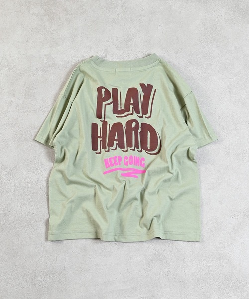 LSP WOW(エルエスピーワオ)の「【LSP WOW!】バックプリント半袖Tee(Tシャツ/カットソー・キッズ・ライム/ブルー/ブラック/アイボリー/オレンジ/ネイビー/パープル/レッド/カーキ/グレー・120/110/100/90/130/80)」の5枚目の写真