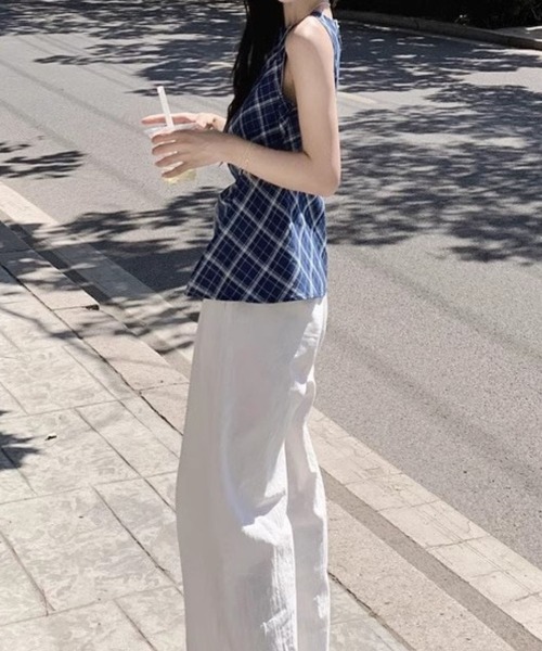 CADBURY(キャドバリー)の「格子ウエストスリットタンクブラウス(シャツ/ブラウス・レディース・ネイビー・SMALL/MEDIUM/LARGE/X-LARGE)」の3枚目の写真